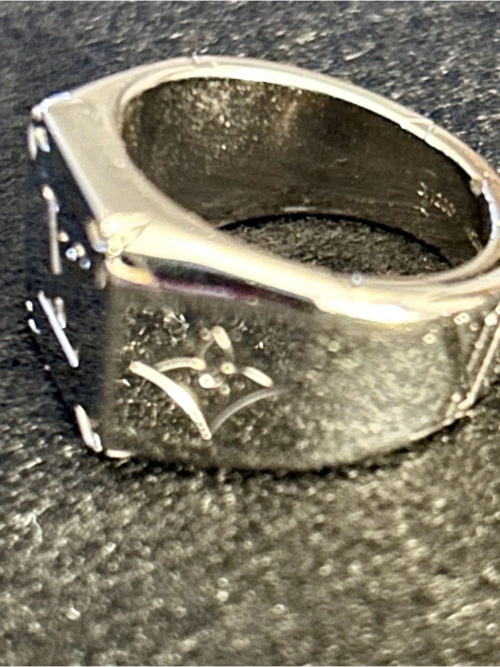 Louis Vuitton Polished Silver Monogram Signet Ring - Picture 6 of 11
